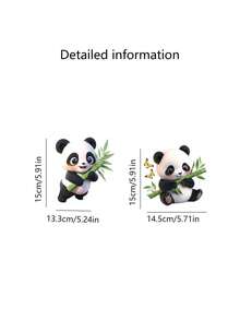 1对可爱熊猫竹子汽车贴纸，卡通个性化刮痕保护装饰贴纸 - 彩色 - 查看 6