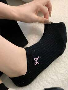 5 Pairs Bowknot Ribbed Invisible Socks, Sports & Casual Wear - Multicolor - View 3