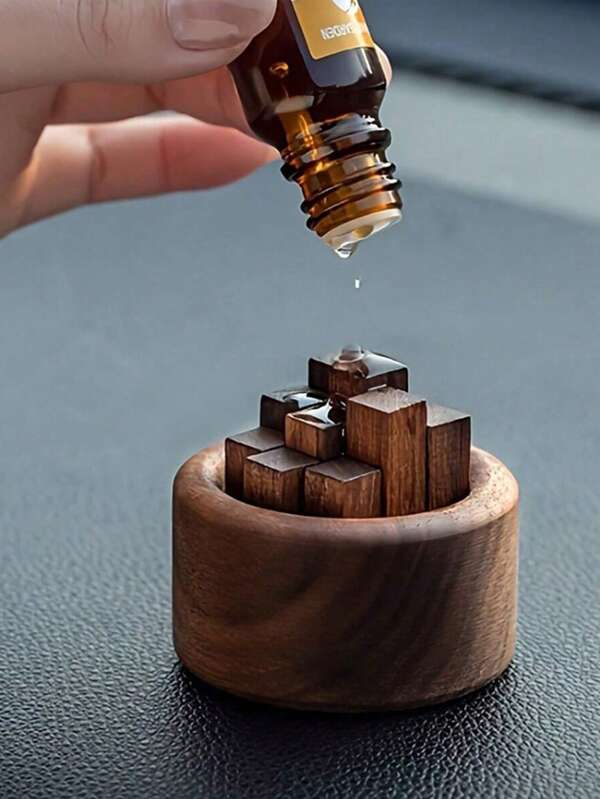 1 pieza Difusor de aroma de madera de nogal - Juego de difusor de aceites esenciales para sala de estar, estudio, oficina - Sin llama, sin batería/electricidad, accesorio decorativo cilíndrico de escritorio para el hogar - Libera lentamente la fragancia, no incluye aceite esencial
