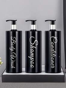 3 Stück 500ml nachfüllbare Badezimmer Flaschen, Shampoo Lotion Spender Flaschen, Seifenspender, PET wiederverwendbare Pumpflaschen mit wasserdichten Kristall Etiketten, Badezimmer Zubehör Set für den Schulanfang