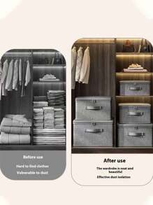1 Large Capacity Foldable Storage Box With Lid, Household Wardrobe Folding Storage Box, Clothing And Bedding Storage Box, Storage Basket, Clothing, Bedding Toy Storage Box
