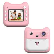 Aparat natychmiastowy z akumulatorem, duża pojemność 1300 mAh, wideo wysokiej rozdzielczości 1080P, dwa aparaty (przedni i tylny), kompaktowa i przenośna konstrukcja, odpowiedni do podróży, zdjęć rodzinnych i zajęć na świeżym powietrzu - niebieski/różowy, przenośny aparat