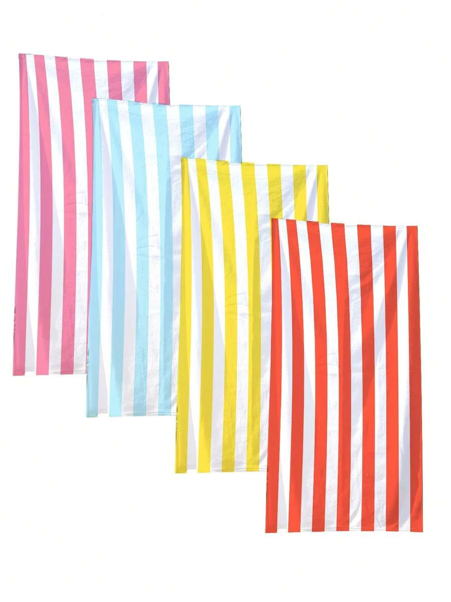 1 件波西米亚洋红黄粉几何条纹沙滩巾、超细纤维沙滩巾、超强吸水沙滩巾、超厚毛巾、旅行沙滩巾、运动泳池毛巾、浴室露营毛巾、瑜伽女孩女士成人沙滩巾海滩必需品 - 彩色 - 查看 1