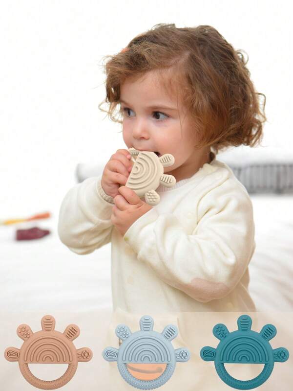 PopLittleOne 1PC Baby Silicone Teether Toys Cartoon Sun Shape Teethers For Baby Chewing Training Baby Toys Nursing Baby Accessories