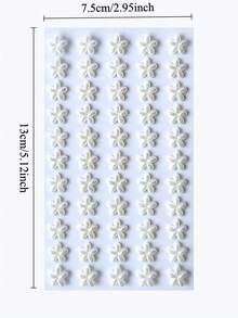 Assorted Sizes White Pearl Stickers, 3D Decoration Stickers, Makeup Rhinestone Stickers, Rhinestones Crystal Craft Stickers, Party Makeup Supplies, Can Be Used To Decorate Hair, Body, Nails, Phone Cases, DIY Pendants School Supplies, Back To School - Multicolor - View 3