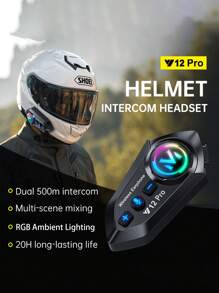 1/2pcs Music Interphone Dual Bluetooth 5.4 Motorcycle Helmet Intercom Headset Waterproof 500m Intercomunicador Speaker Earphone