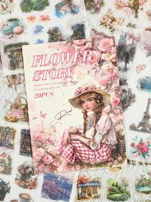 20 feuilles/livre Cahier autocollant de style pastoral rétro et chaleureux, PET imperméable | 8 thèmes différents tels que fille tranquille, cow-boy occidental, rêve, etc., très adapté pour le scrapbooking et le collage de journal fourre-tout, fournitures d'art pour cadeaux faits main, fournitures scolaires, rentrée scolaire - Multicolore - Voir 8