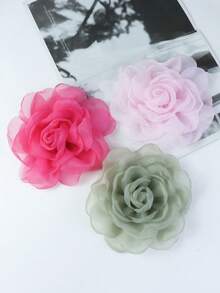 Handmade Exaggerated Multi-Layer Rose Tulle Flower Brooch, Hair Clip, Hat, Clothing Decoration For Women - Camellia - View 2