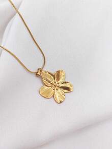 1pc Gold Flower Pendant Necklace, Suitable For Women's Valentine's Day Wedding Gift, Also A Great Daily Wear Jewelry - Yellow Gold - View 1