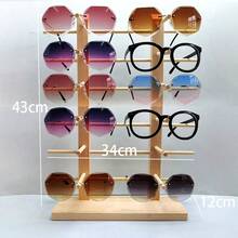 1 pieza Soporte de madera con diseño de veta para almacenamiento de gafas, expositor de gafas, organizador en forma de corona para sostener gafas - Color madera sin pintar - Ver 5