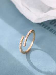 Nooxian 1pc Women Simple Cubic Zirconia Open Ring