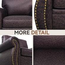 2025 New Arrivals At Shocking Prices:88'' Rivet Couch,Living Room Sets,Mid-Century Couch, Solid Wooden Frame For Living Room,Holstered Sofa (Brown, Loveat)Brown LoveatBrown - Màu sắc hình ảnh - Xem 4