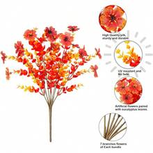 12 Bundles Artificial Flowers Combo Pack For Home Garden Decoration, Mix Of Pink Red Purple Yellow Faux Flower Daisy Eucalyptus Fake Plants Greenery Boxwood Porch Patio - F Blue - View 5