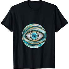 Evil Eyes Amulet Ornat Charm T-ShirtExperience Unmatched Comfort And Durability With Our 220G Heavyweight 100% Cotton T-Shirt. I For Daily Commutes, Outdoor Work, Gym Sessions, Or Laid-Back Weekends, This Offers A Structured Fit And Soft Feel. Whether Layered In Fall Or Worn Solo In Summer, It's Your All-Season Go-To For Comfort And Reliability. - Black - View 1