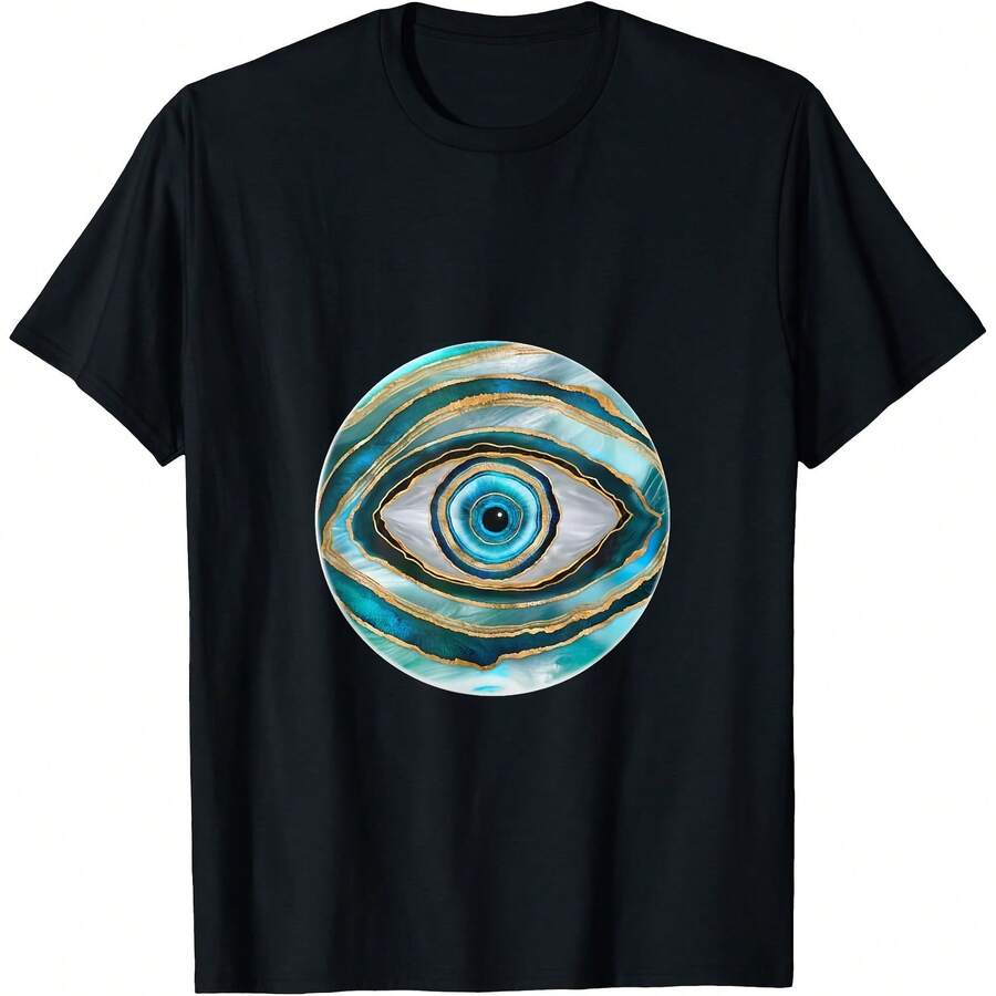 Evil Eyes Amulet Ornat Charm T-ShirtExperience Unmatched Comfort And Durability With Our 220G Heavyweight 100% Cotton T-Shirt. I For Daily Commutes, Outdoor Work, Gym Sessions, Or Laid-Back Weekends, This Offers A Structured Fit And Soft Feel. Whether Layered In Fall Or Worn Solo In Summer, It's Your All-Season Go-To For Comfort And Reliability. - Black - View 1