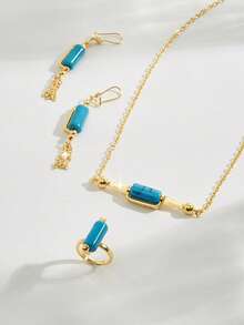 Mgyi 金色铜时尚高端奢华复古女士珠宝套装，18K 镀金优雅奢华方形设计项链、耳环、戒指，适合尼日利亚、迪拜、中东、沙特阿拉伯新娘婚礼、日常佩戴、结婚周年纪念礼物、万圣节送给朋友的礼物