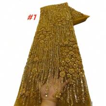 2025 High Quality African Sequins Tulle Embroidered Groom Lace Fabric French Beaded Lace Fabric For Nigerian Wedding Material Dress
