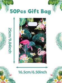 10/25/50 件夏威夷风格手提袋礼品袋，夏威夷火烈鸟图案礼品袋，夏威夷主题派对包装礼品袋，生日派对包装袋用品，家居装饰房间装饰包装袋用品，生日礼物，夏季装饰，结婚礼物婚礼回礼，适用于精品店产品包装