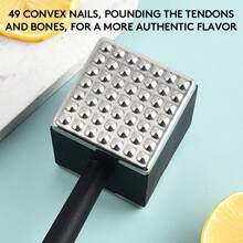 Gorilla Grip Double-Sided Meat Tenderizer Tool, Heavy Duty Kitchen Mallet, Spiked Side Tenderizes, Smooth Flattens Steak, Pound Beef, Maximize Food Flavor, Comfortable Handle, Commercial Grade, Black - Máy làm mềm thịt hai mặt không cần kim - Xem 7