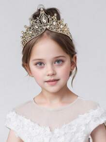 1pc Elegant Vintage Royal Style Rhinestone Tiara Crown, Suitable For Party, Birthday, Photo Shoot, Flower Girl, Children's Gift, Fashionable & Graceful Kids Hair Accessory