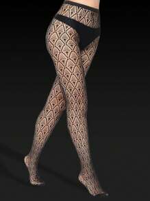 Juego de 3 pares de medias de rejilla con jacquard para mujer de talla grande, pantalones ceñidos verticales huecos, mallas sexy con escamas, adecuadas para fiesta, hogar, oficina, medias negras, pantimedias góticas de estilo Y2K