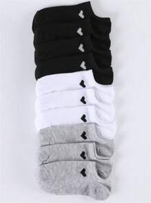 6 paires de chaussettes de sport décontractées design cœur, chaussettes basses coupe bateau et chaussettes invisibles, convenant pour le printemps et l'été, chaussettes de sport pour étudiants