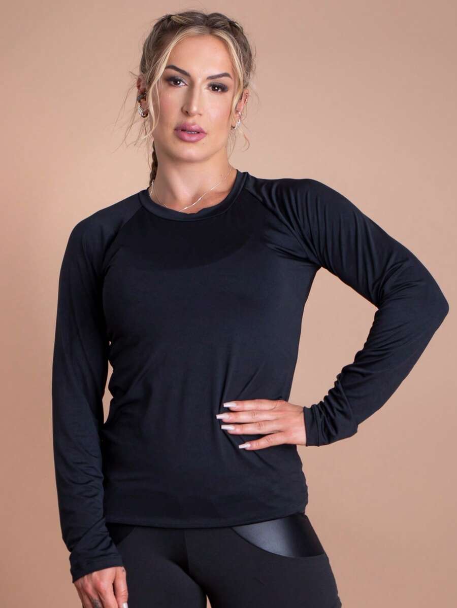 Women's Shirt UV+50 Sun Protection Long Thermal Second Skin Shirt Winter And Summer Fashion Promotion Blouse F7 NEW STYLE - 黑色 - 查看 1