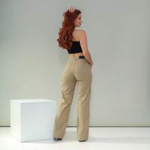 Black Wide Leg Jeans Ripped At The Knee 2665 - 卡其色 - 查看 2