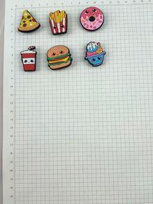 6pcs/Set Doughnut & French Fries Cartoon Sandal Charms & Bracelet Accessories, DIY Customized Slipper & Phone Decoration Gifts For Dessert Lovers, Birthday & Holiday