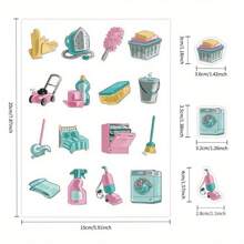 2-Sheet Set Of Self-Discipline & Cleaning Themed Stickers, Daily Life Stickers, Suitable For Scrapbooks, Planners, DIY, Office & Study School Supplies,Back To School