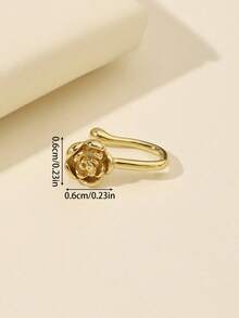 1 件金色玫瑰花 U 型鼻夹，无需穿孔鼻环，适合女性日常佩戴 - 金色 - 查看 3