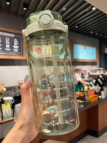 2 Litre/1.5 Litre Water Bottle With Straw Large Portable Travel Bottle Sports Fitness Mug Summer Cold Water With Time Scale