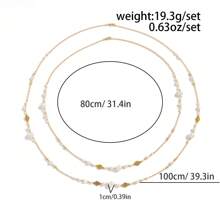 1pc French Fashion Faux Pearl Long Necklace, Women's Party Accessory, Elegant Jewelry