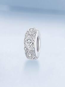 WOSTU 1 peça de contas espaçadoras de prata esterlina 925 com padrão retrô, contas espaçadoras de zircônia elegantes, adequadas para pulseiras e colares originais faça você mesmo para mulheres, acessórios de joias finas