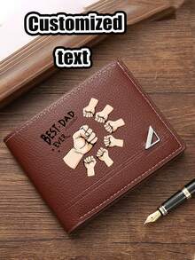 Billetera personalizada para hombre, con texto grabado por láser, billetera de doble pliegue exquisito, apropiada para padre, esposo - muy adecuada como regalo de cumpleaños, Día del Padre, Navidad, aniversario, para dar a amigos, familiares, mayores, usted mismo - Multicolor - Ver 5