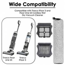 Rodillo de cepillo de repuesto compatible con Tineco IFloor 3 / Floor One S3 / IFloor 2 Aspiradora inalámbrica húmeda y seca, kit de accesorios de repuesto. Aspiradora, succión de aspiradora