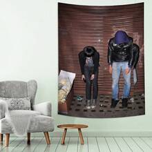 1 件 2 人摆姿挂毯，背景装饰，墙壁装饰，适用于客厅、卧室、办公室、宿舍、家庭聚会装饰的涤纶挂毯，具有悬垂效果的矩形壁挂布。包括 3 个墙钉和 2 个夹子。 - 彩色 - 查看 9