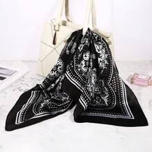 Satin Head Scarf - 27.5 Inch Silk Hair Wrap For Women - 黑色 - 查看 8