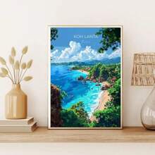1 peça/3 peças Pôsteres de arte de parede Moldura opcional Viagem moderna Paisagem de viagem Pôsteres de cidade Ilhas da Costa Azul Dias ensolarados Belas paisagens Pintura em tela Arte de parede Adequado para decoração de quarto e casa