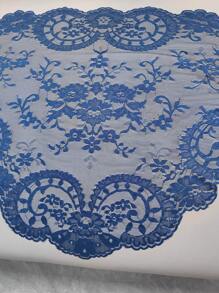 1 pezzo di tessuto con bordo in pizzo, dimensioni 128cm x 58cm, bordo in pizzo blu navy per accessori di abbigliamento, paralumi, tovaglie