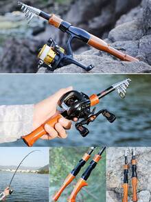 SOUGAYILANG 基础款/轻量便携伸缩鱼竿 旋转式鱼竿 旅行鱼竿 - 棕色 - 查看 9