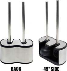 Casaphoria - Escobilla y Soporte de plástico para Inodoro Compacto y no Empotrado, para Almacenamiento y organización de baño, Ahorro de Espacio, Resistente, Limpieza Profunda, Cepillo para Polvo - Mango largo de lujo - Ver 2