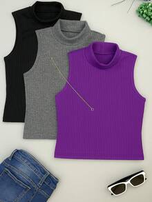 Women Tank Tops & Camis - 中紫紅色 - 查看 1