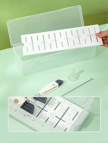 1pc Plastic Baby Bottle & Nipple Compartment Storage Box With Cover, Dustproof Desktop Transparent Teething Stick Toy Organizer - Transparent - View 6