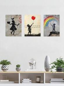 Set Of 3 Vibrant Scenes Wall Art, Bold Colors Canvas Print Wall Arts, Global Culture Poster, Expressive Modern Artwork, Street Canvas Modern Artwork, Urban Creativity Wall Decor, Art Prints, Home Decor, Posters, Ideal Gift, Optional Framed ,Wall Art With Frame