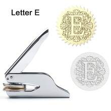 1 件不锈钢压花印章，巴洛克风格 26 个字母 A-Z 首字母系列，带花卉图案，手持式图书馆印章，首字母压花印章，婚礼压花印章，纸质压花印章，适用于书籍、信封、婚礼请柬和图书馆材料学校用品，返校