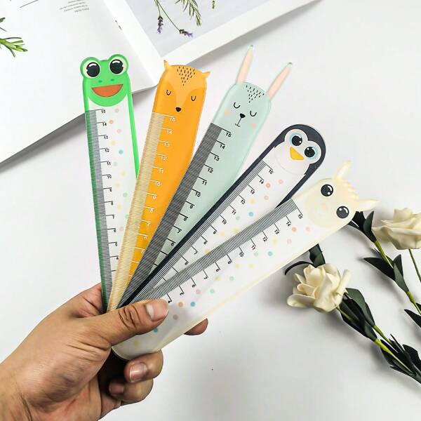 63 Styles Cartoon Ruler Set|Acrylic Unbreakable & Wooden |Animal Shapes (Cat/Dog/Bear) + Geometric Measuring Tool|Kids Drawing Assistant & Office Aesthetic Desk Decor|School Stationery Gift (Snowman Pattern, Safe Rounded Corners)
