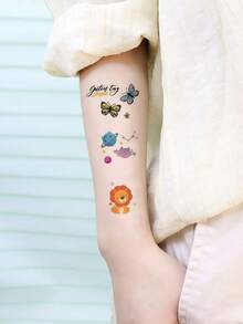 60pcs Temporary Fake Tattoo Stickers, Avocado Ocean Mermaid Shark Princess Various Cute Cartoon Patterns Tattoo Stickers Perfect For Daily Party Body Decoration, Party Accessory Supplies - Multicolor - View 2