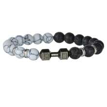 1 pieza Pulsera única para hombre con cabeza de leopardo y cuentas, para uso casual, deportivo y diario