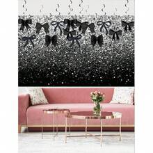 VINCAN 7 件黑色蝴蝶结派对悬挂漩涡装饰，蝴蝶结生日派对铝箔天花板装饰，适合女士蝴蝶结单身婚礼派对装饰，黑色蝴蝶结照片道具 - 黑色 - 查看 4